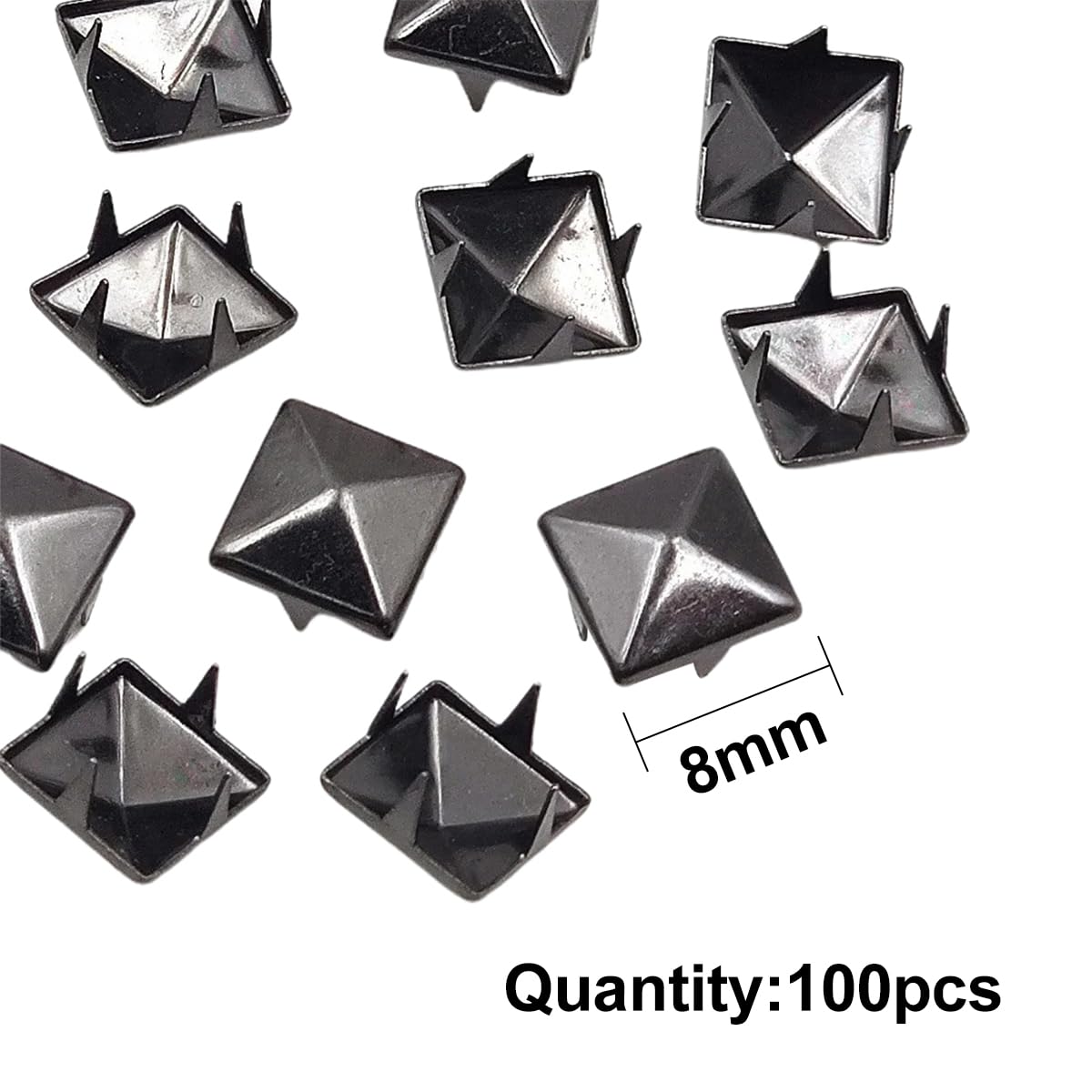 Amazon.com: LKXHarleya 100pcs 8mm Metal Pyramid Studs, 4 Prong